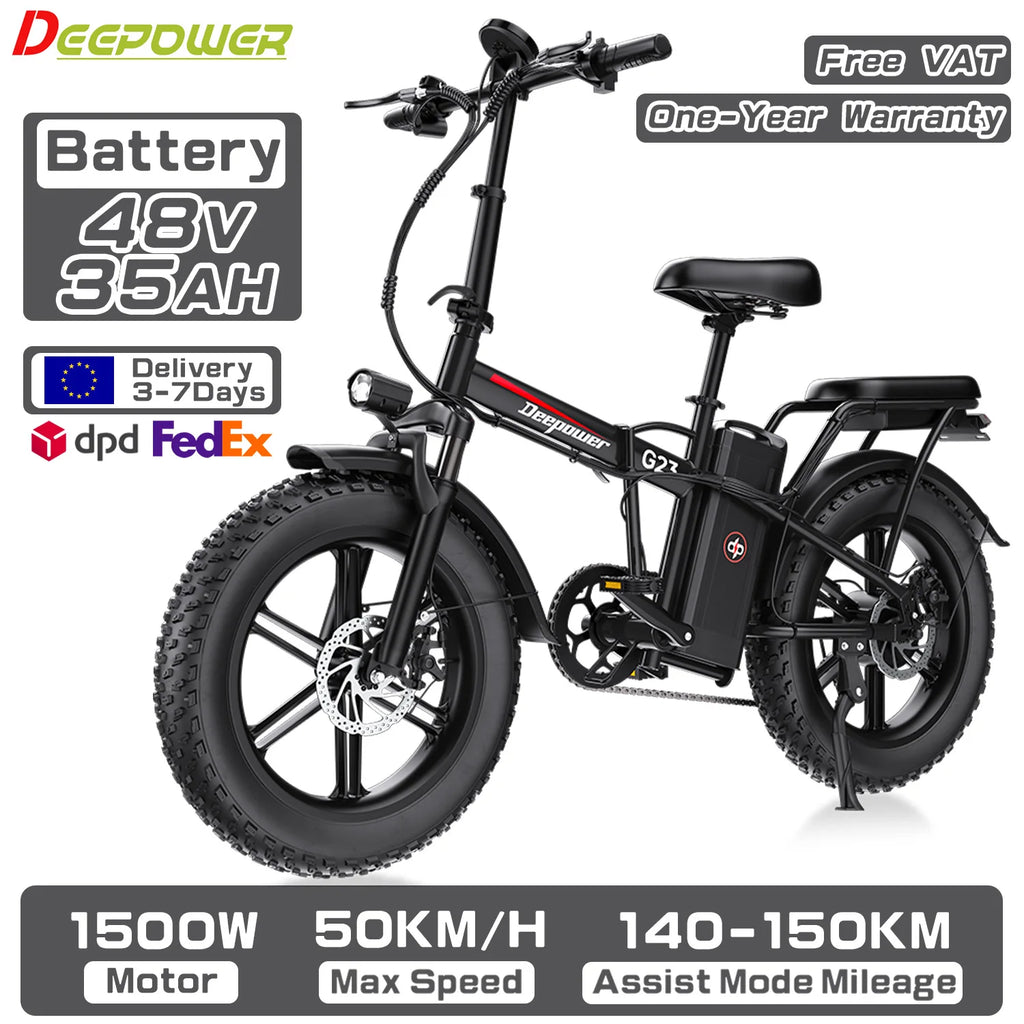 Deepowerg23 Electric Bike 1500W Motor 48V 35AH lithium battery Adult Electric Bicycle 20*4.0 -In Fat fire Mountain e-Bike