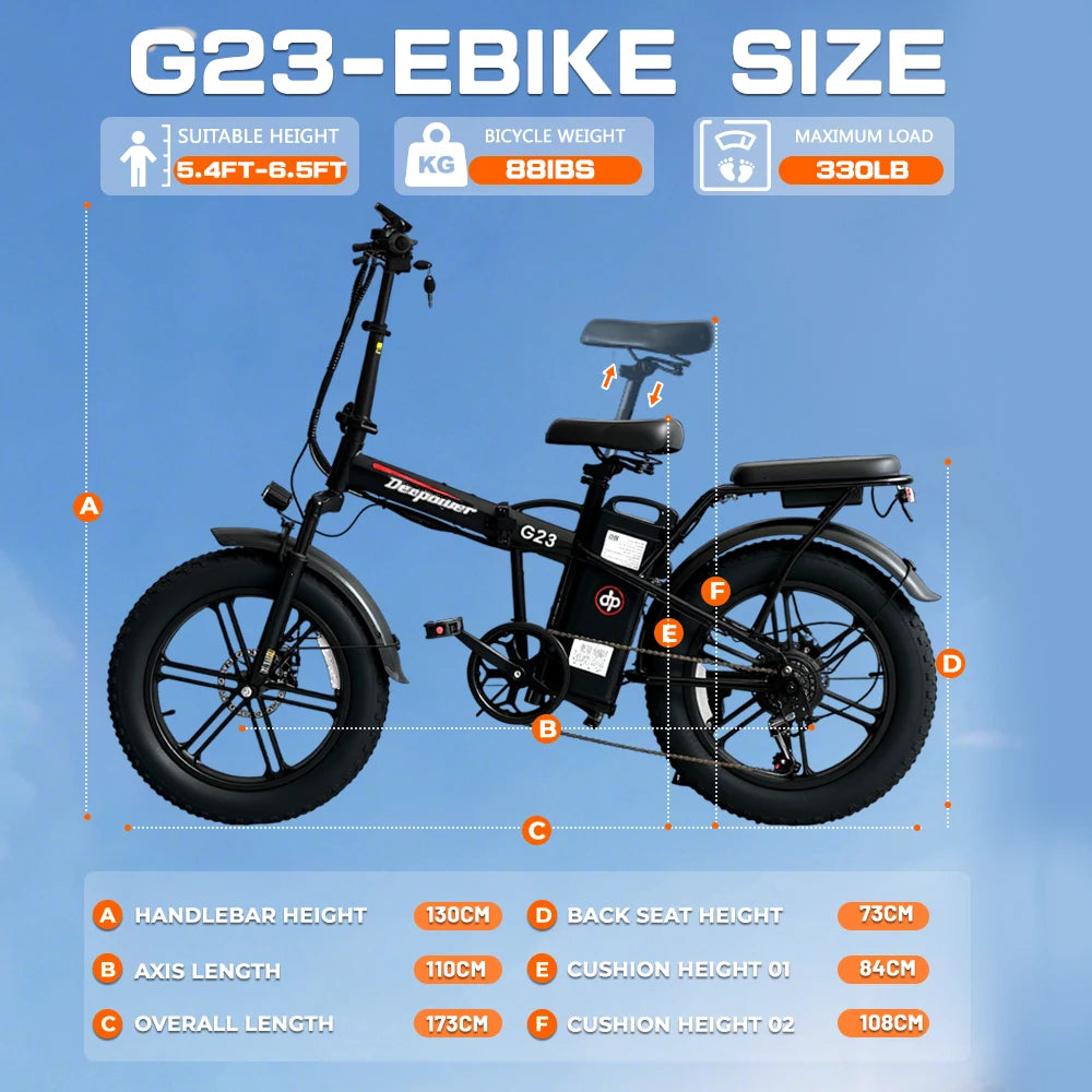 Deepowerg23 Electric Bike 1500W Motor 48V 35AH lithium battery Adult Electric Bicycle 20*4.0 -In Fat fire Mountain e-Bike