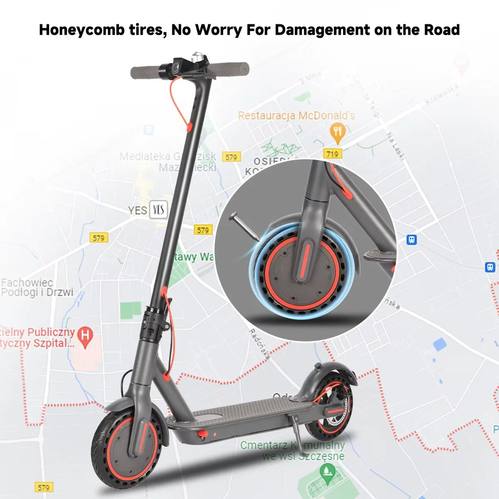 SUNNIGOO Adult Electric Scooter 36V 10.4Ah 350W Motor 30KM Long Range 30KM/H 8.5 Inch Solid Tires Foldable Smart APP EScooter