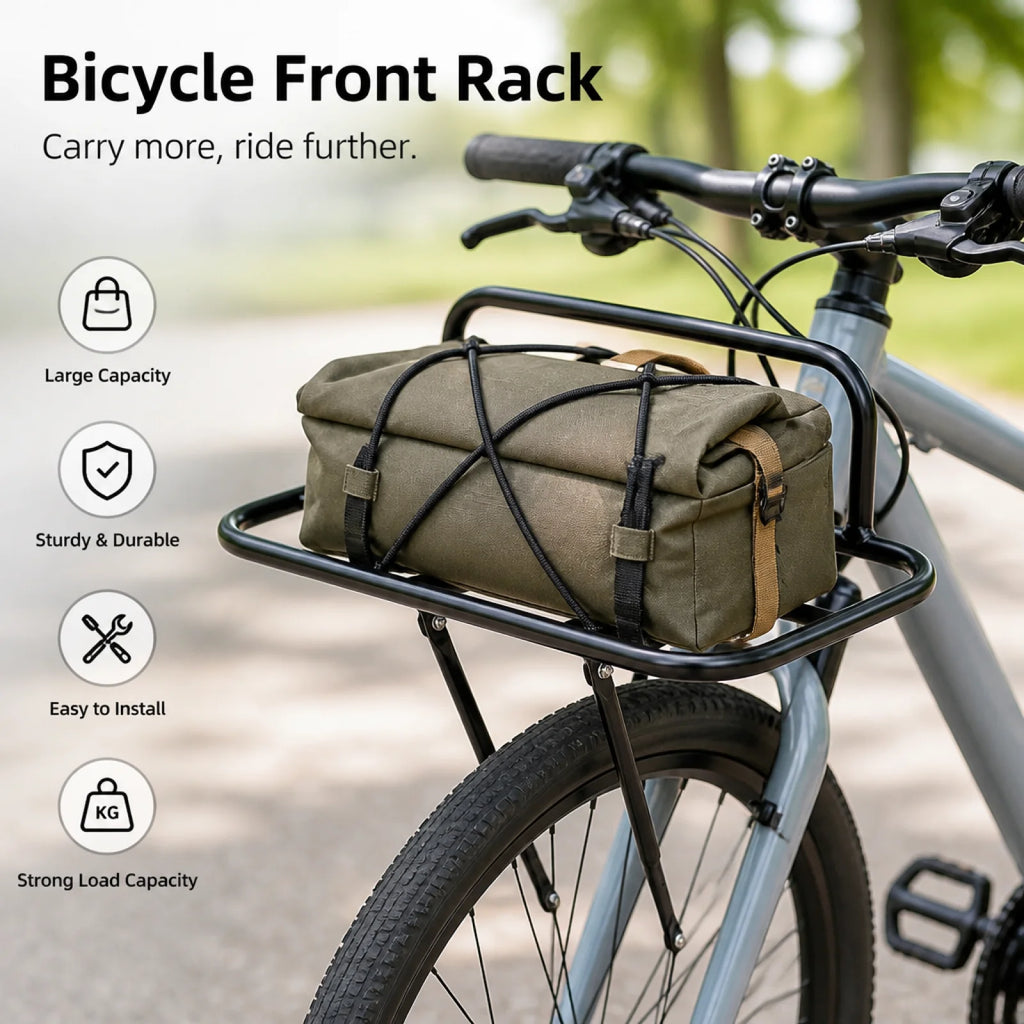 Front Bike Rack Aluminum Alloy Carrier Block Stable Support Luggage Shelf Easy Install for Mountain Road Gravel Folding Bikes