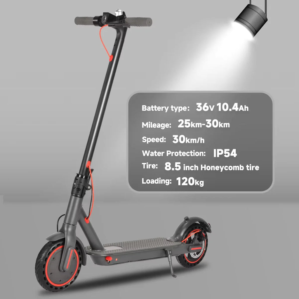 SUNNIGOO Adult Electric Scooter 36V 10.4Ah 350W Motor 30KM Long Range 30KM/H 8.5 Inch Solid Tires Foldable Smart APP EScooter