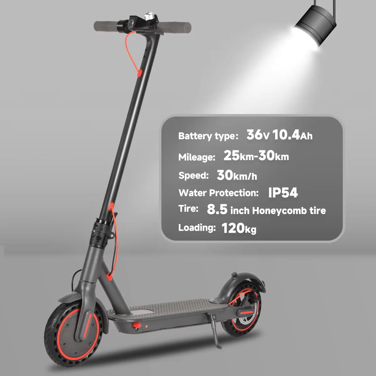 SUNNIGOO Adult Electric Scooter 36V 10.4Ah 350W Motor 30KM Long Range 30KM/H 8.5 Inch Solid Tires Foldable Smart APP EScooter
