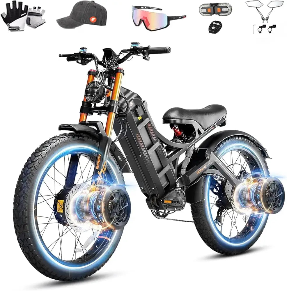 BUY BEST QUALITY ON eAhora Romeo Dual Motor Electric Bike 2026 - 50 mph, 5600 W, 60-80 AH, 250 Miles of Range