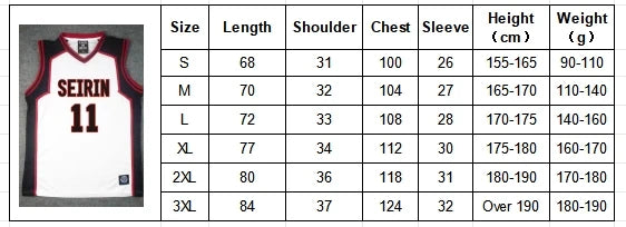 Anime Kuroko no Basket Basuke Cosplay Uniform SEIRIN Basketball 10 11 Kagami Taiga Jersey Set Sportswear T-shirt Shorts Costume