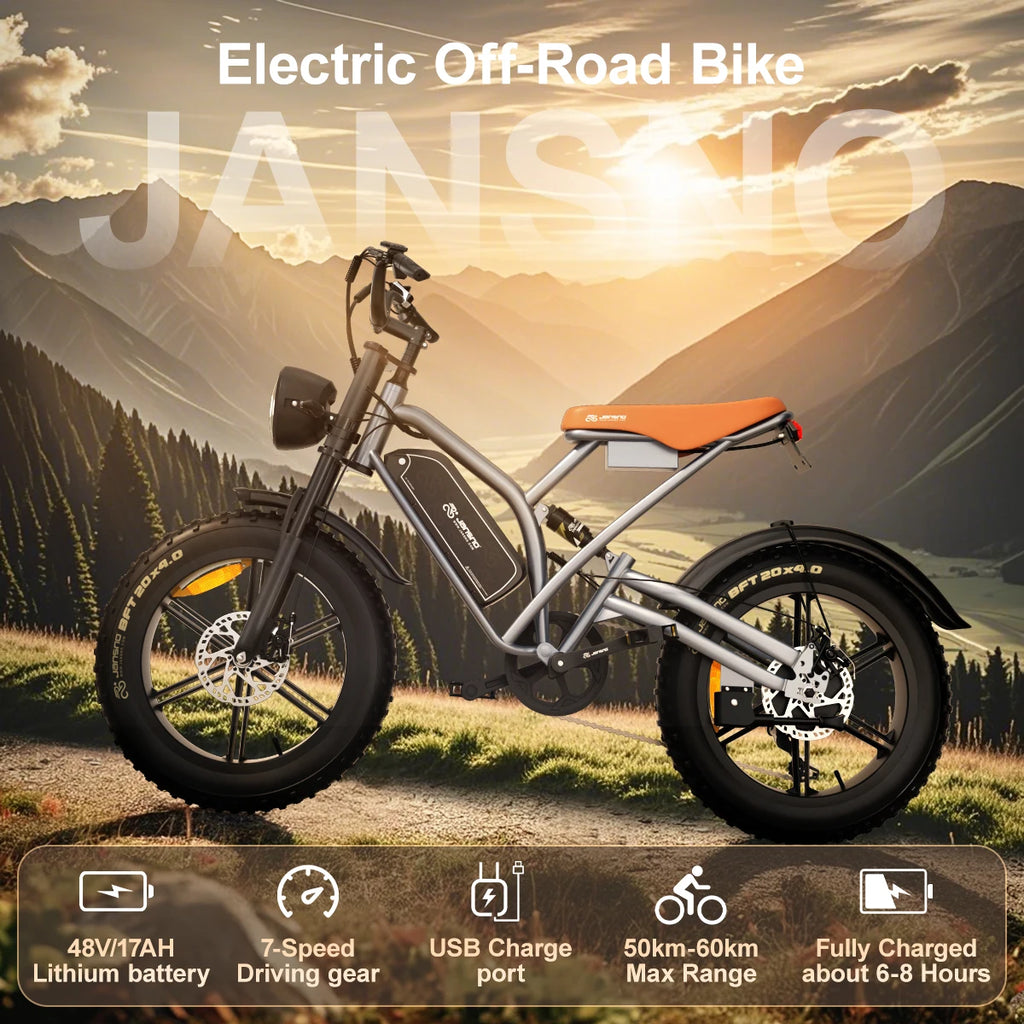 Jansno X50 Electric Bike for Adults 48V17Ah lithium batteries 20inch 4.0 Fat Tires Snow Mountain E-Bike 750W Electric Bicycle