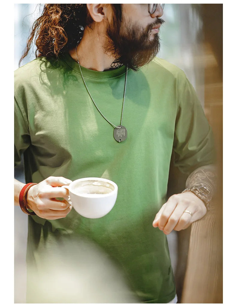 Maden New Casual Sorona Cool Long-sleeved T-shirt Quick-drying Antibacterial Round Neck Top for Men's Spring And Autumn