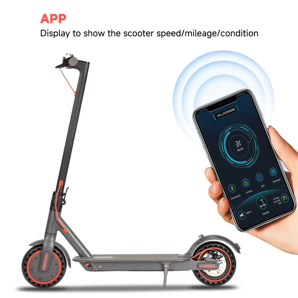 SUNNIGOO Adult Electric Scooter 36V 10.4Ah 350W Motor 30KM Long Range 30KM/H 8.5 Inch Solid Tires Foldable Smart APP EScooter