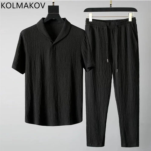 (Shirt+Trousers) 2026 Summer new arrival Men Fashion Classic Shirt men Business Casual Shirts Men A Set Of Clothes Size M-4XL