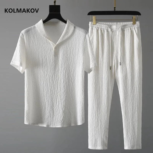 (Shirt + trousers)2026 summer men fashion classic shirt men's business casual fashion shirts men A set of clothes size M-4XL