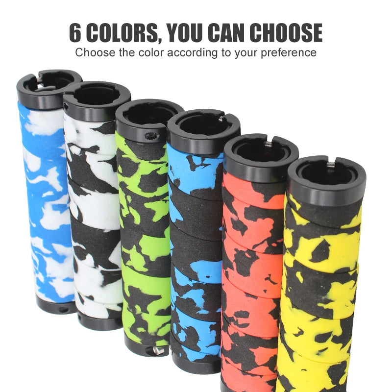 PCycling-Ultralight Bicycle Grips, Camouflage Sponge, Comfortable, Non-slip, Absorption Handle Tape, MTB Road Bike Parts