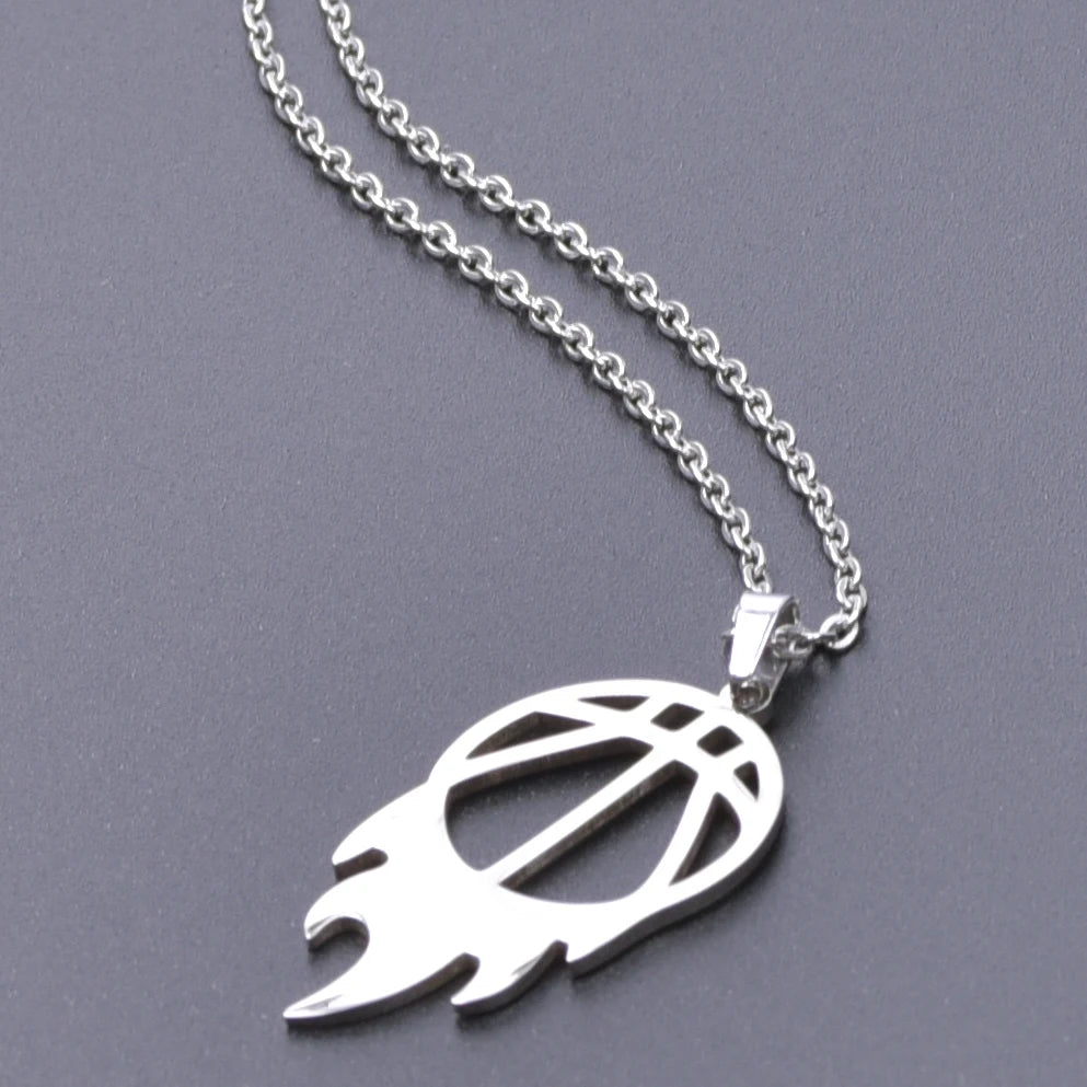 Fashion Ball Necklace Stainless Steel Jewelry Basketball No.24 Charm Pendant Necklaces For Women Men Sports Trinket Choker Gift