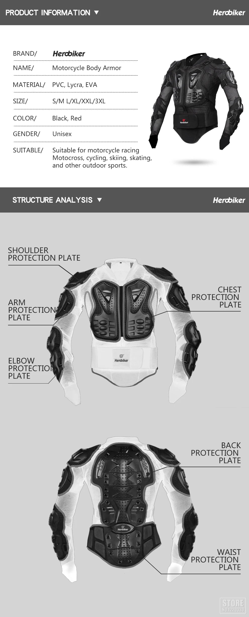 Motorcycle Jacket Full Body Armor Set Motorcycle Chest Armor Suit Motocross Racing Protective Gear Moto Protection S-5XL