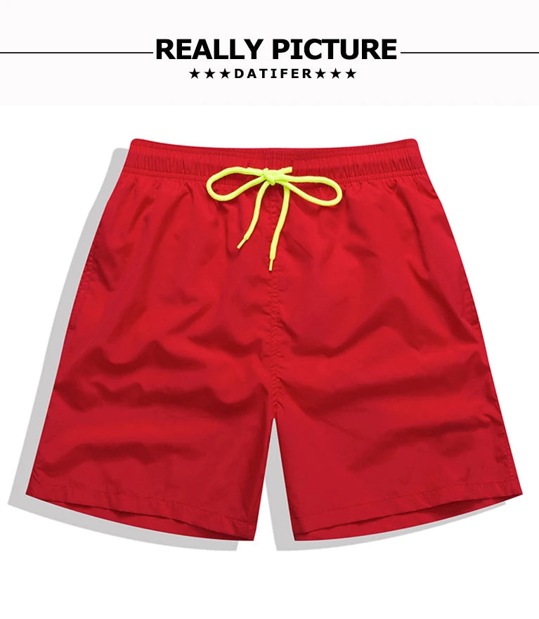 Datifer Brand Summer Men Shorts Fashion Nylon Solid Mesh Liner Traje De Baño Drawstring For Swimsuits Male Surf Sports Shorts