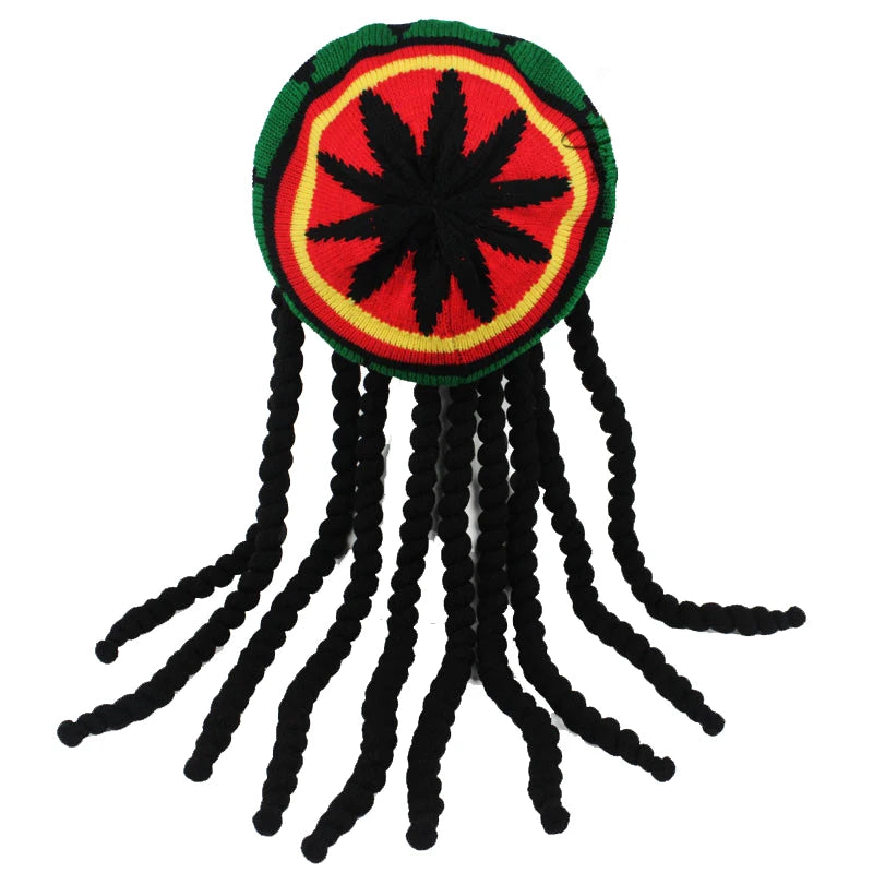 Hip Hop Cap Knitted Wig Braid Hat Male Jamaican Bob Marley Rasta Beanie Winter Gorra Hombre Dreadlocks Reggae Czapka Zimowa