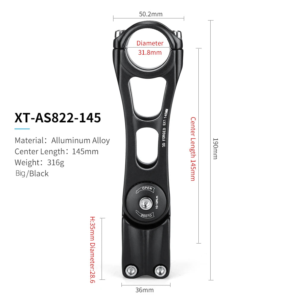 Adjustable MTB Stem For Bike Handlebar Stem 90/110/130/145mm Aluminum Alloy Mountain BMX Fixie Gear Cycling Bicycle Stems Part