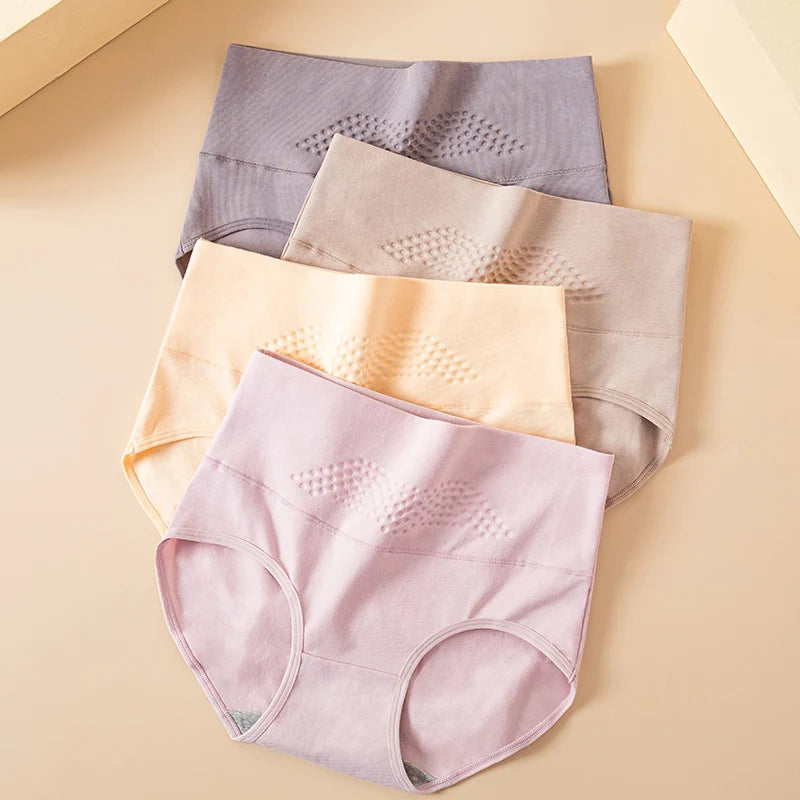 High Waist 4Pcs/Set Cotton Panties Women Briefs Seamless Body Shaper Breathable Underwear Comfort Female Lingerie Plus Size 5XL