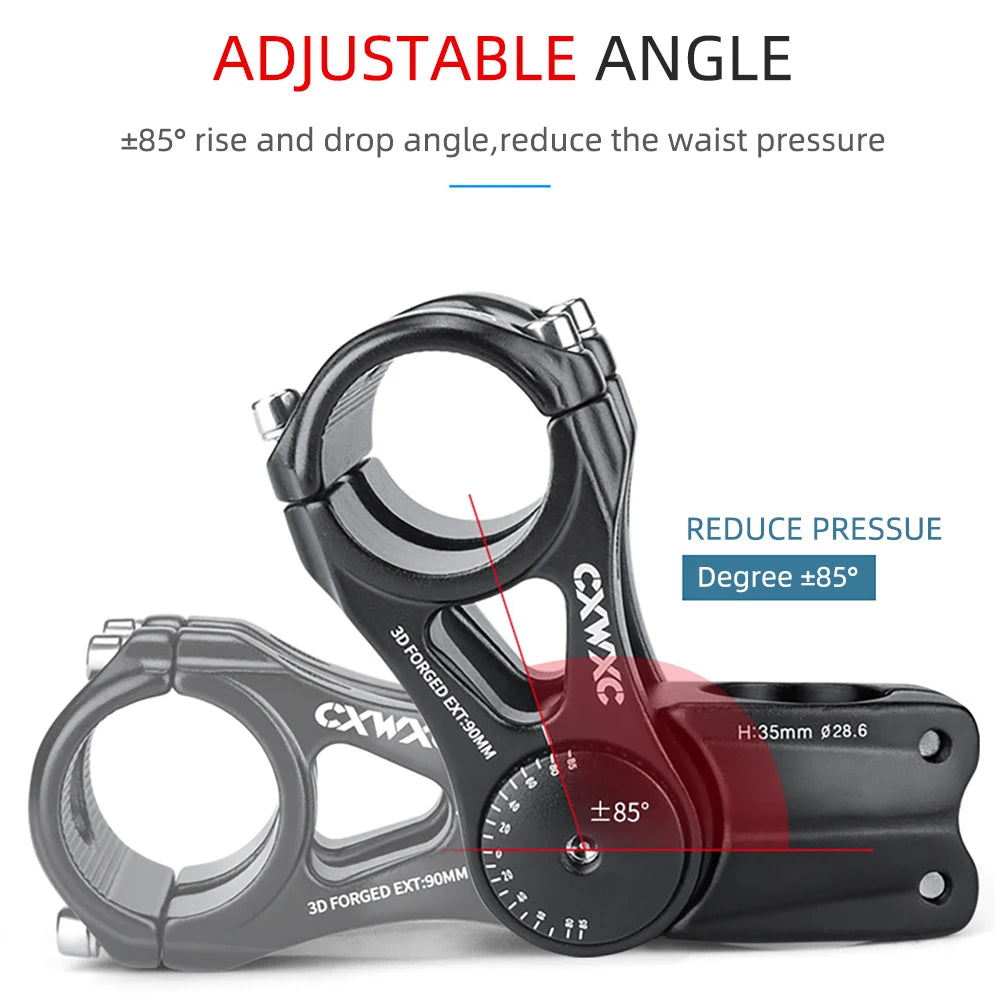 Adjustable MTB Stem For Bike Handlebar Stem 90/110/130/145mm Aluminum Alloy Mountain BMX Fixie Gear Cycling Bicycle Stems Part