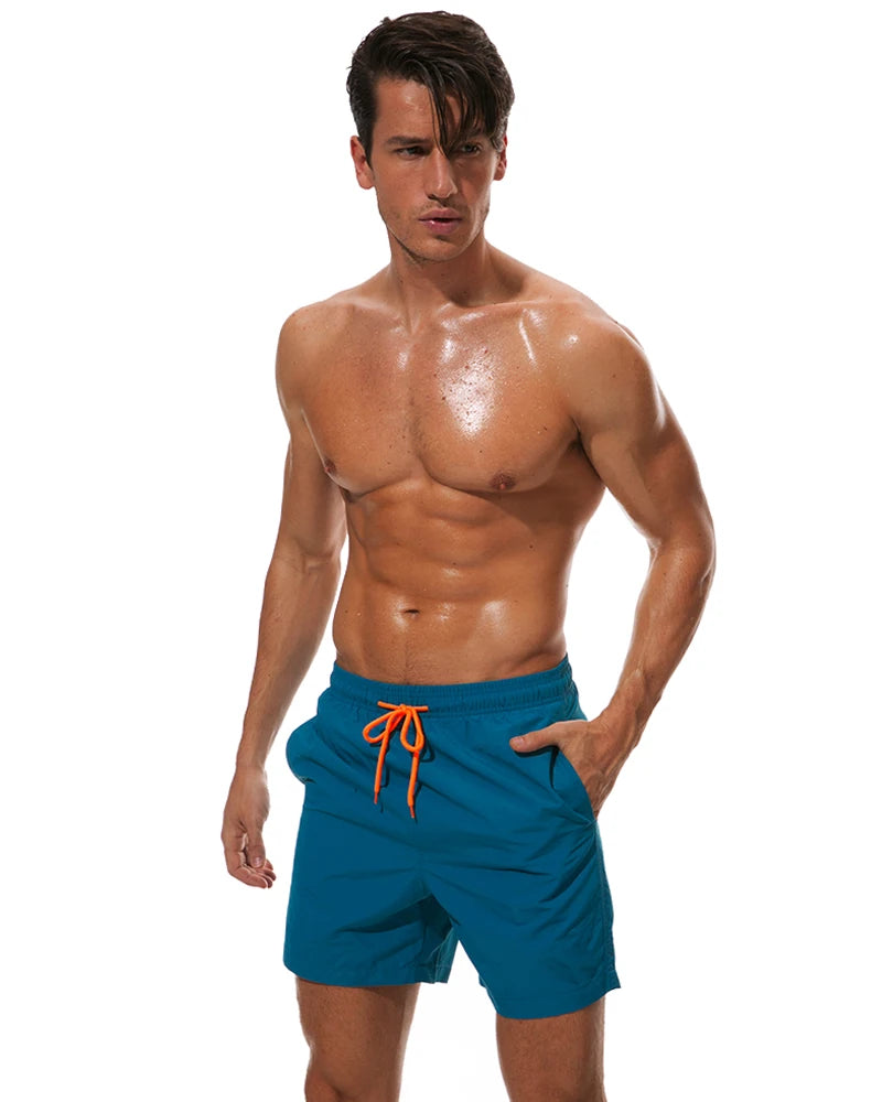 Datifer Brand Summer Men Shorts Fashion Nylon Solid Mesh Liner Traje De Baño Drawstring For Swimsuits Male Surf Sports Shorts
