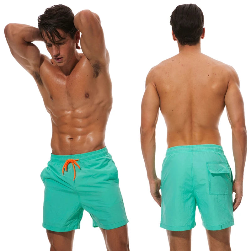 Datifer Brand Summer Men Shorts Fashion Nylon Solid Mesh Liner Traje De Baño Drawstring For Swimsuits Male Surf Sports Shorts
