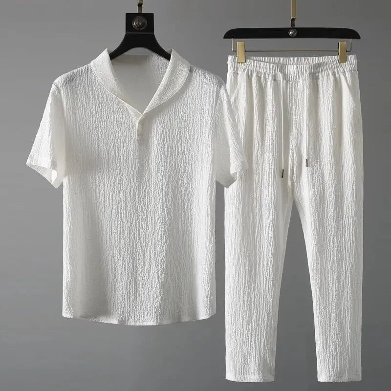 (Shirt + trousers)2026 summer men fashion classic shirt men's business casual fashion shirts men A set of clothes size M-4XL