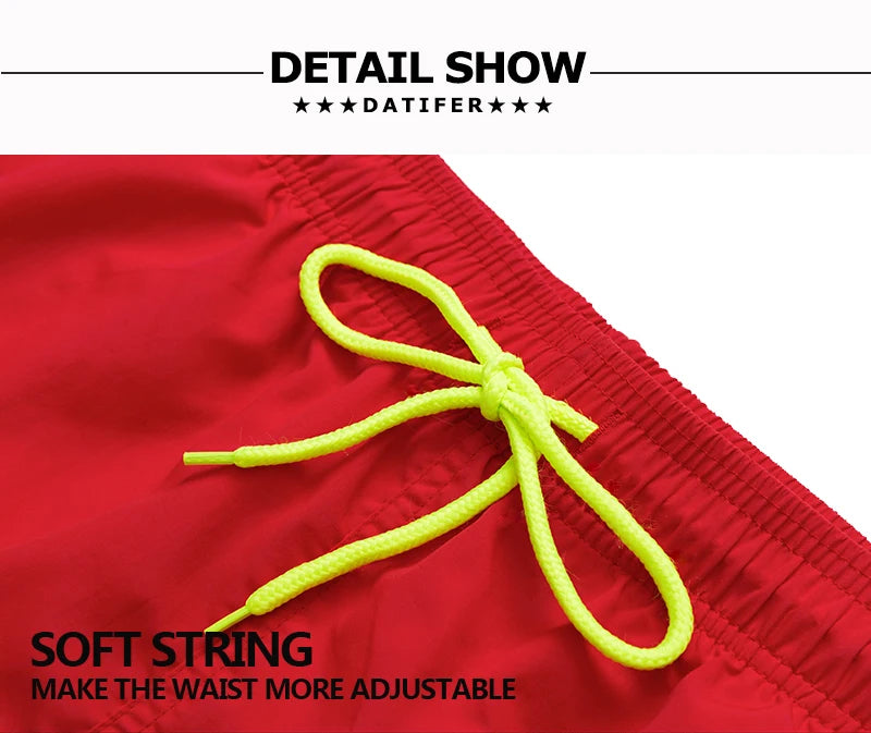 Datifer Brand Summer Men Shorts Fashion Nylon Solid Mesh Liner Traje De Baño Drawstring For Swimsuits Male Surf Sports Shorts