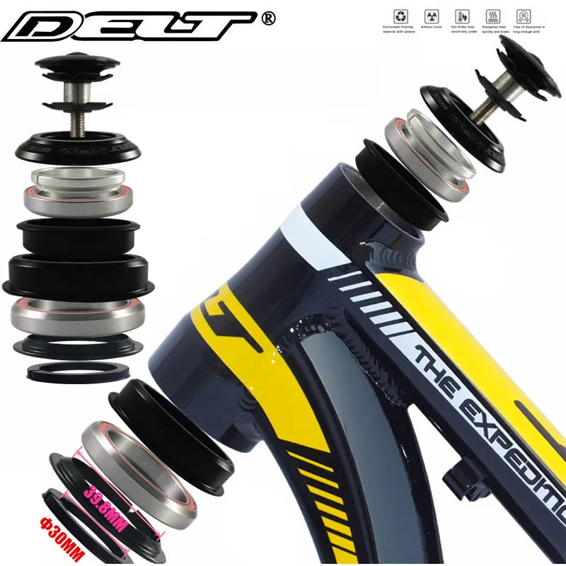 1-1/8 Bicycle Headset 44x28.6 & 55/56x39.8/30MM Tapered 28.6 Straight Tube Bike Fork Internal Steering 2 Bearing Pads