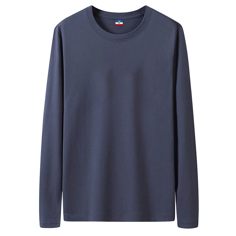 Fast Delivery T-Shirts Men Long Sleeves Tee Tops Male Autumn Plain Cotton Tshirts Plus Size 4XL 5XL Undershirts Man Clothing