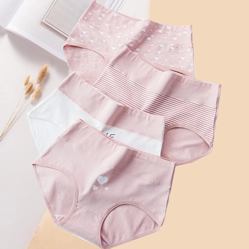 High Waist 4Pcs/Set Cotton Panties Women Briefs Seamless Body Shaper Breathable Underwear Comfort Female Lingerie Plus Size 5XL