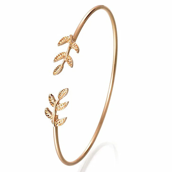 New Leaf Cuff Bracelets for Women Punk Personality Open Bangle Cuff Bracelet Pulseiras Pulseira Feminin Tiny Hand Jewelry