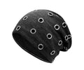Szblaze Unisex Winter Thermal Punk Style Hat Beanies Skullies With Metal Rings Hip Hop Casual Caps for 56cm to 60cm Heads