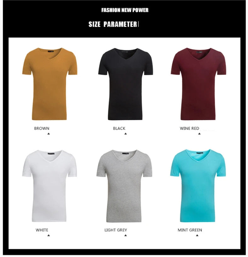 2026 Brand New Men T Shirt Tops V neck Short Sleeve Tees Men's Fashion Fitness Hot T-shirt For Male Man T-shirt Size 5XL