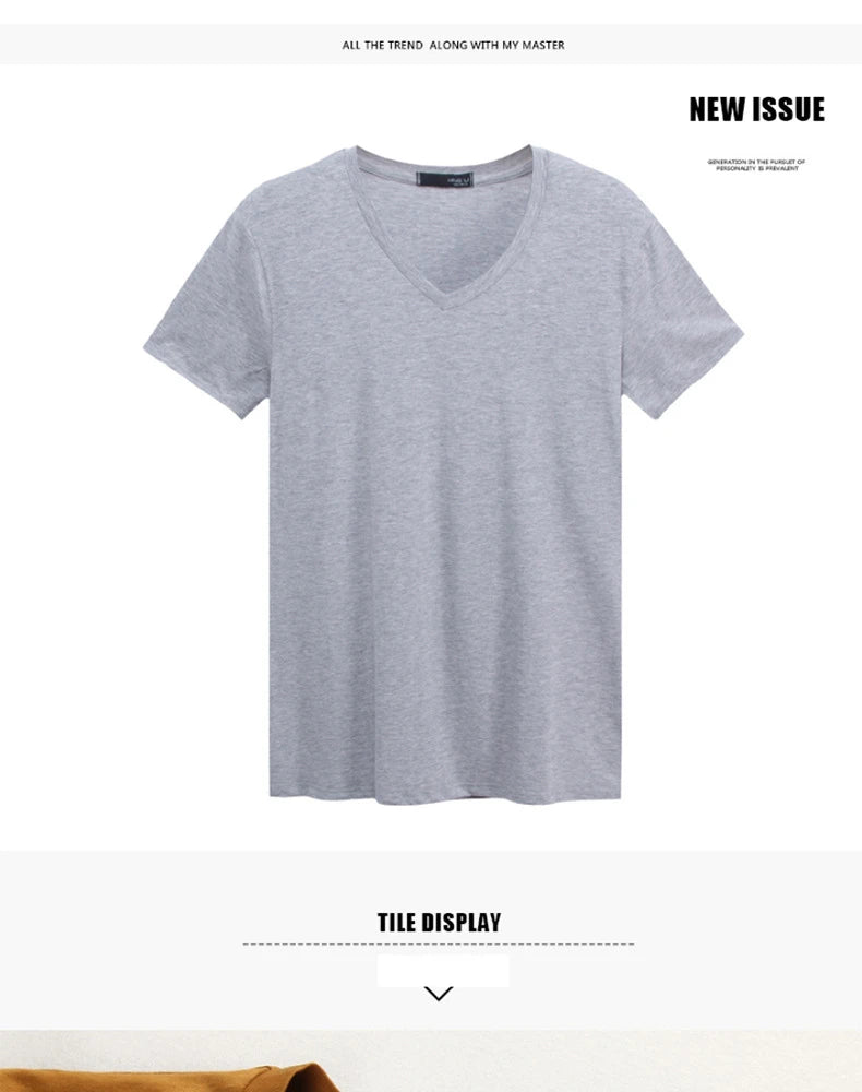 2026 Brand New Men T Shirt Tops V neck Short Sleeve Tees Men's Fashion Fitness Hot T-shirt For Male Man T-shirt Size 5XL
