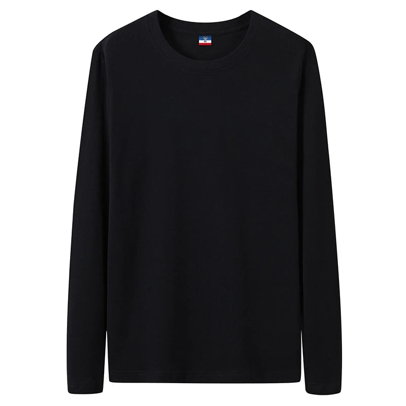 Fast Delivery T-Shirts Men Long Sleeves Tee Tops Male Autumn Plain Cotton Tshirts Plus Size 4XL 5XL Undershirts Man Clothing