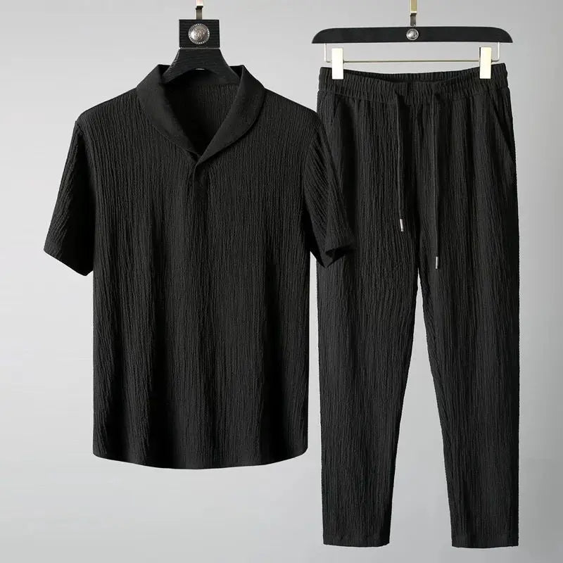(Shirt + trousers)2026 summer men fashion classic shirt men's business casual fashion shirts men A set of clothes size M-4XL