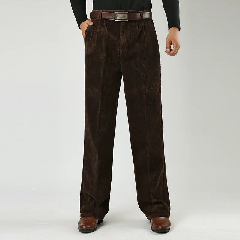 Winter Fall Fashion Corduroy Vintage Solid Color Pants For Men Male Japan Style Harajuku Casual Loose High Waist Thick Trousers