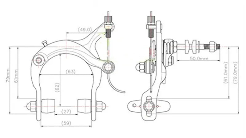 DIA-COMPE City Bicycle Road Folding Bike C Caliper Brake 61-79mm Aluminum Alloy Dual Pivot Caliper Brake BT410