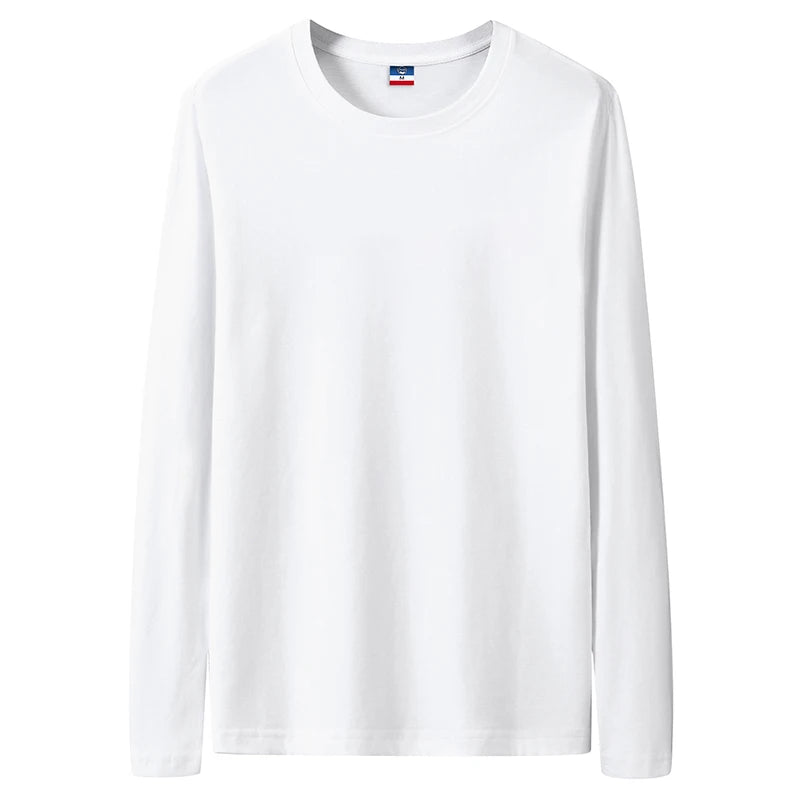 Fast Delivery T-Shirts Men Long Sleeves Tee Tops Male Autumn Plain Cotton Tshirts Plus Size 4XL 5XL Undershirts Man Clothing