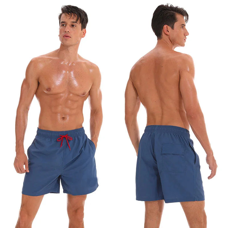 Datifer Brand Summer Men Shorts Fashion Nylon Solid Mesh Liner Traje De Baño Drawstring For Swimsuits Male Surf Sports Shorts