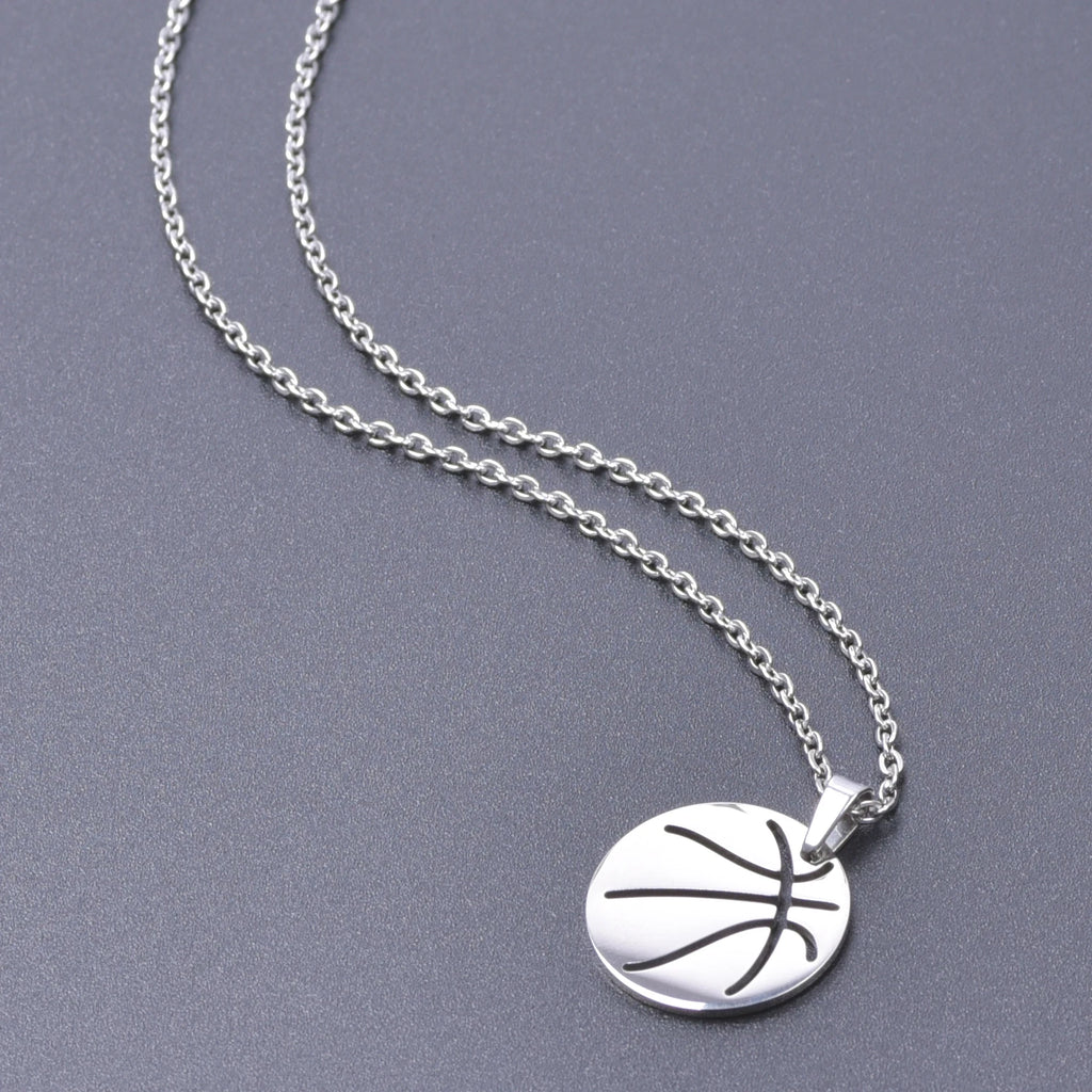 Fashion Ball Necklace Stainless Steel Jewelry Basketball No.24 Charm Pendant Necklaces For Women Men Sports Trinket Choker Gift