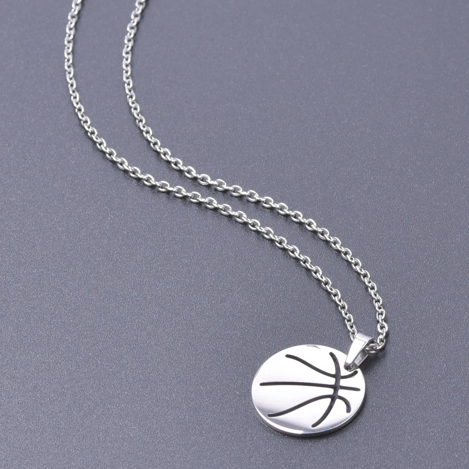 Fashion Ball Necklace Stainless Steel Jewelry Basketball No.24 Charm Pendant Necklaces For Women Men Sports Trinket Choker Gift