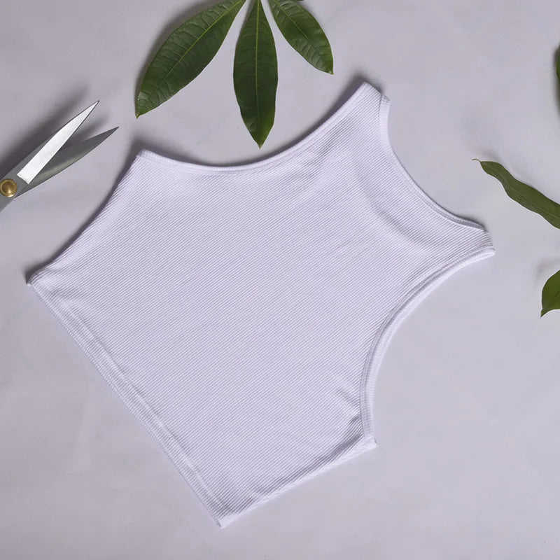 2021 Summer Slim Render Short Top Sexy Women Sleeveless O Croptops Tank Tops Solid Black/White Crop Vest Tops Wholesale