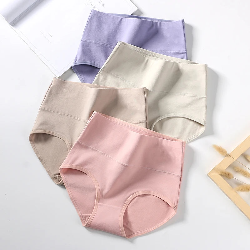 High Waist 4Pcs/Set Cotton Panties Women Briefs Seamless Body Shaper Breathable Underwear Comfort Female Lingerie Plus Size 5XL