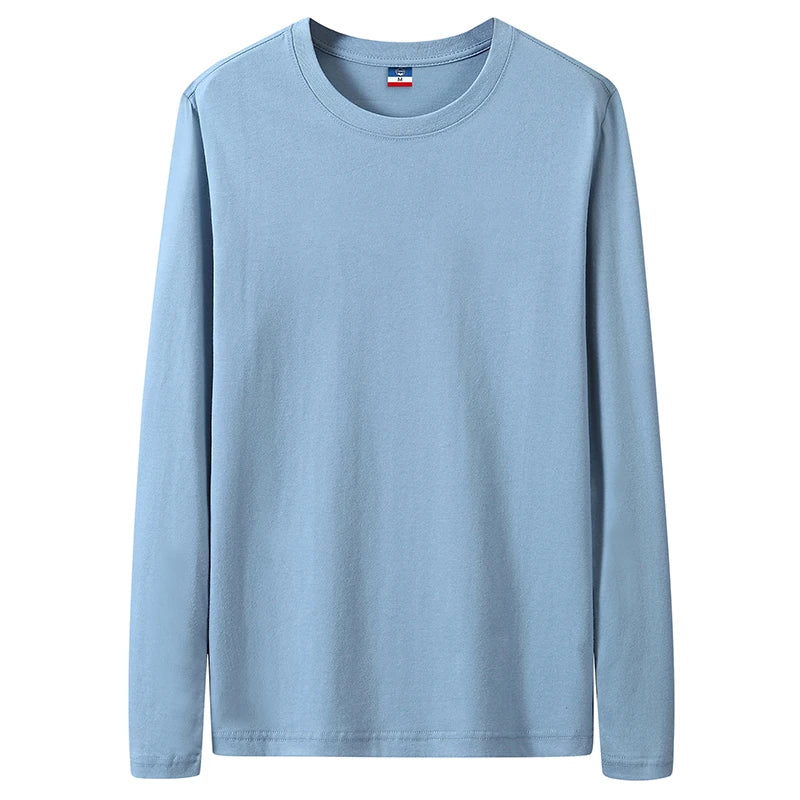 Fast Delivery T-Shirts Men Long Sleeves Tee Tops Male Autumn Plain Cotton Tshirts Plus Size 4XL 5XL Undershirts Man Clothing