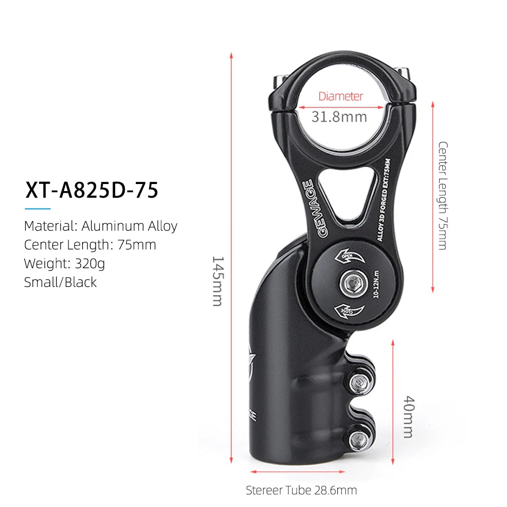 Adjustable MTB Stem For Bike Handlebar Stem 90/110/130/145mm Aluminum Alloy Mountain BMX Fixie Gear Cycling Bicycle Stems Part