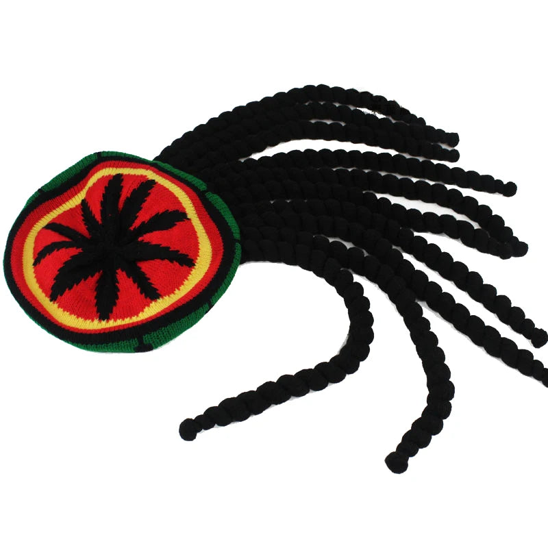 Hip Hop Cap Knitted Wig Braid Hat Male Jamaican Bob Marley Rasta Beanie Winter Gorra Hombre Dreadlocks Reggae Czapka Zimowa