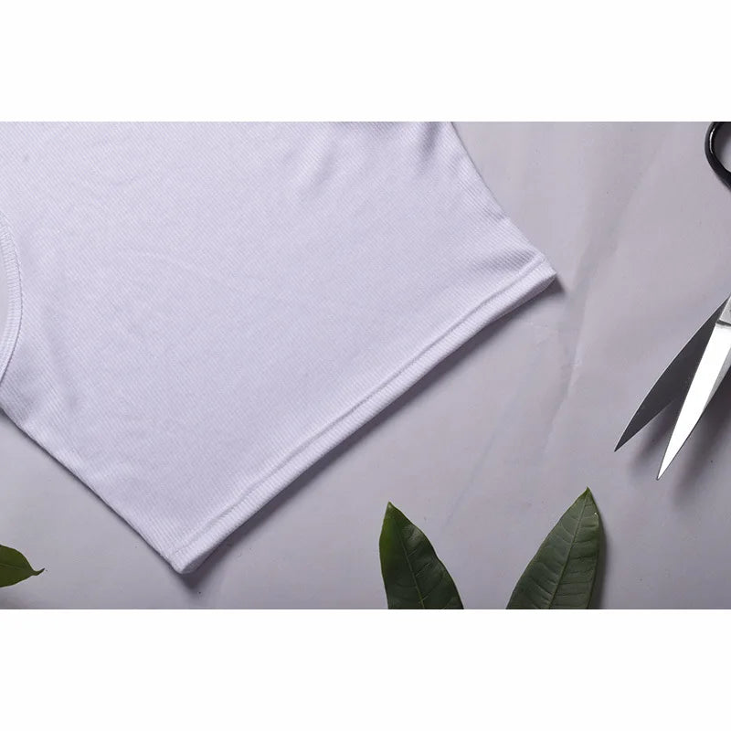 2021 Summer Slim Render Short Top Sexy Women Sleeveless O Croptops Tank Tops Solid Black/White Crop Vest Tops Wholesale
