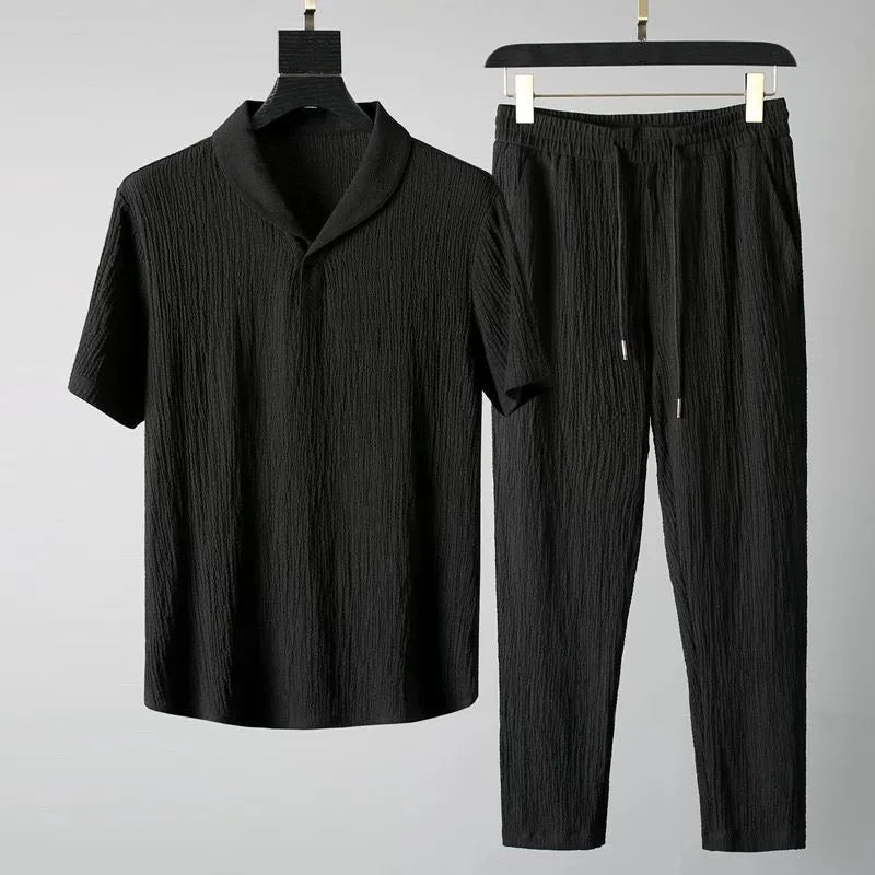 (Shirt + trousers)2026 summer men fashion classic shirt men's business casual fashion shirts men A set of clothes size M-4XL