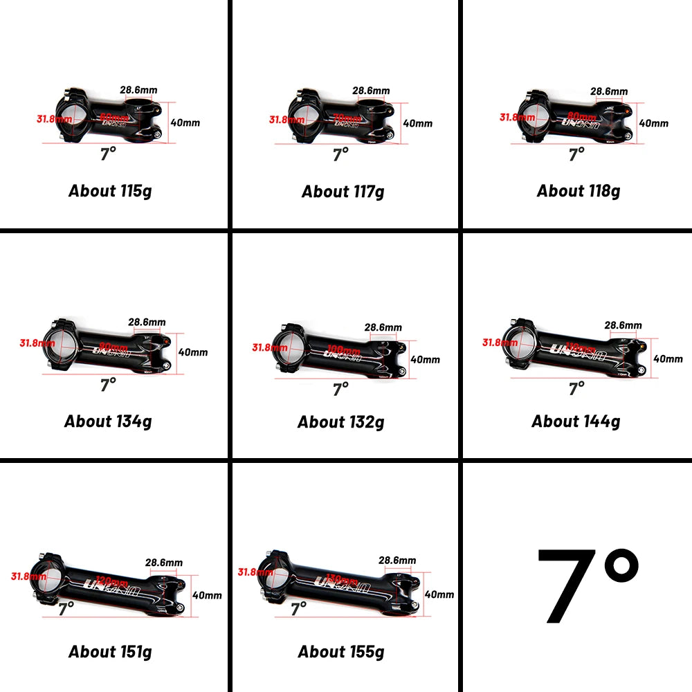 UNO 7 MTB Bike Stem 17 Degree Ultralight Alu 6061 60-130mm Bicycle Stem 35 Degree Kalloy Stem Mountain Bicycle Handlebar Stem