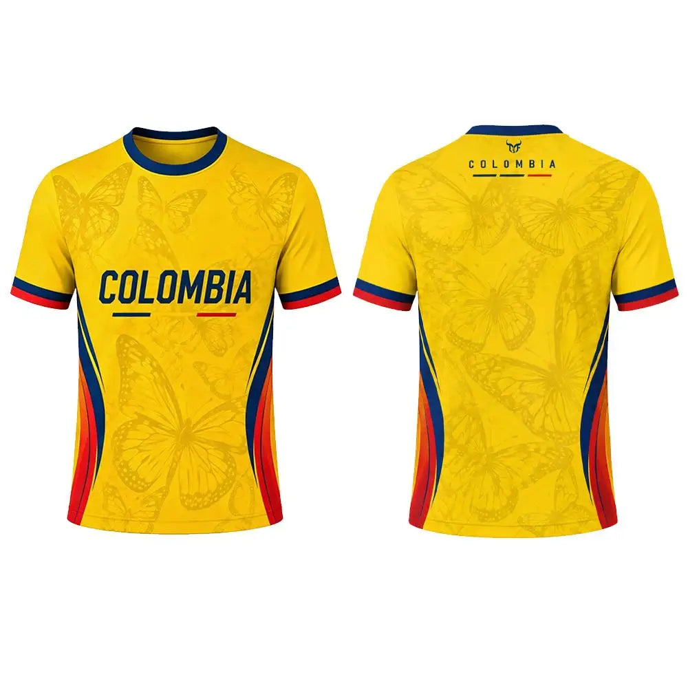 New Colombia Flag Colors Print Soccer Jersey Stadium Sports Training Breathable Soccer T-Shirt Men's Outdoor Casual O-neck Tops