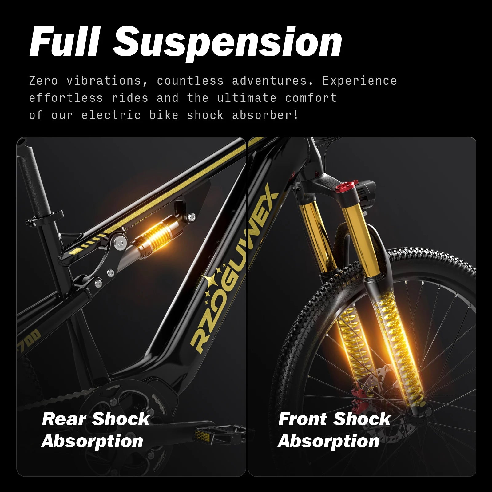 RZOGUWEX RX700 Adult Electric Bicycle 500W Motor 48V 17.5Ah Battery Electric Bike 26-inch Tires Off-road E Bike
